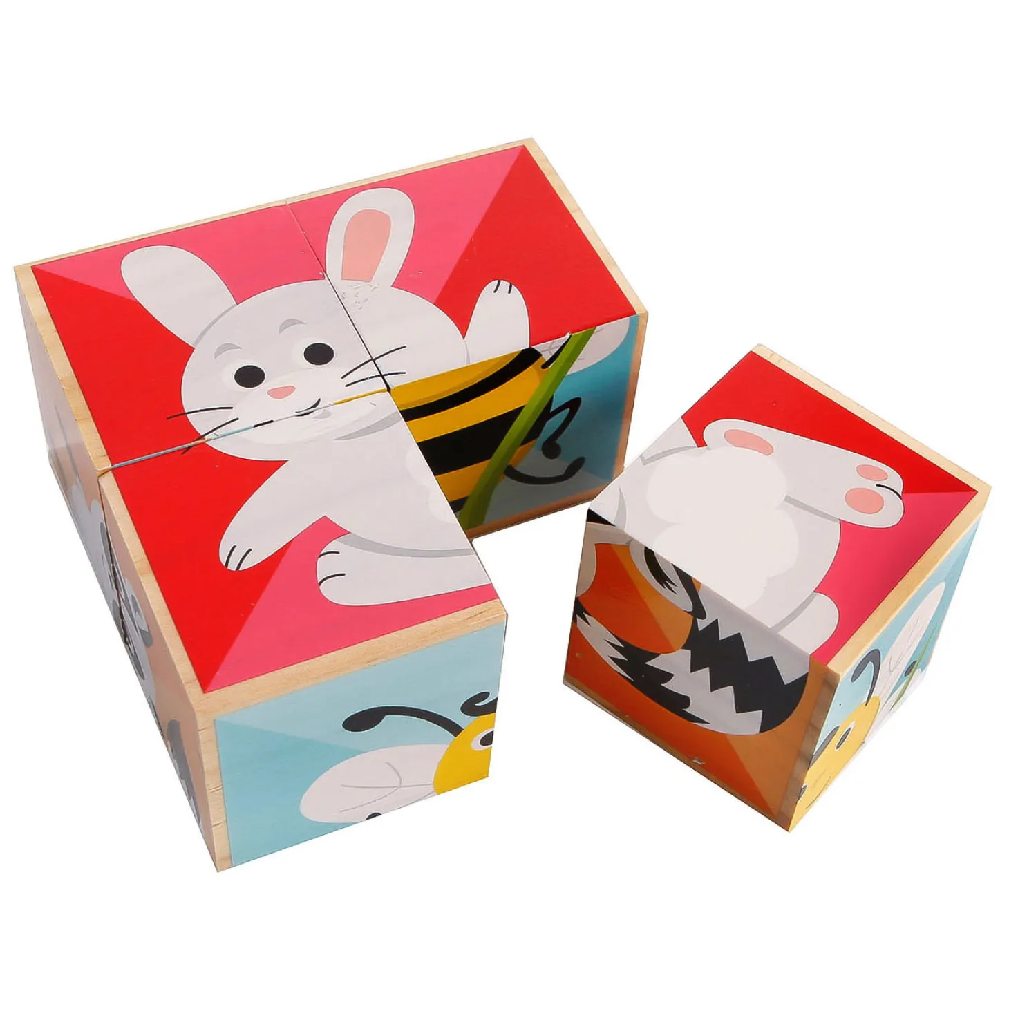 Houten Blokpuzzel Dieren FSC, 4st.