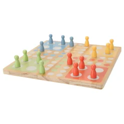Houten Bordspel Ludo in Katoenen Zak