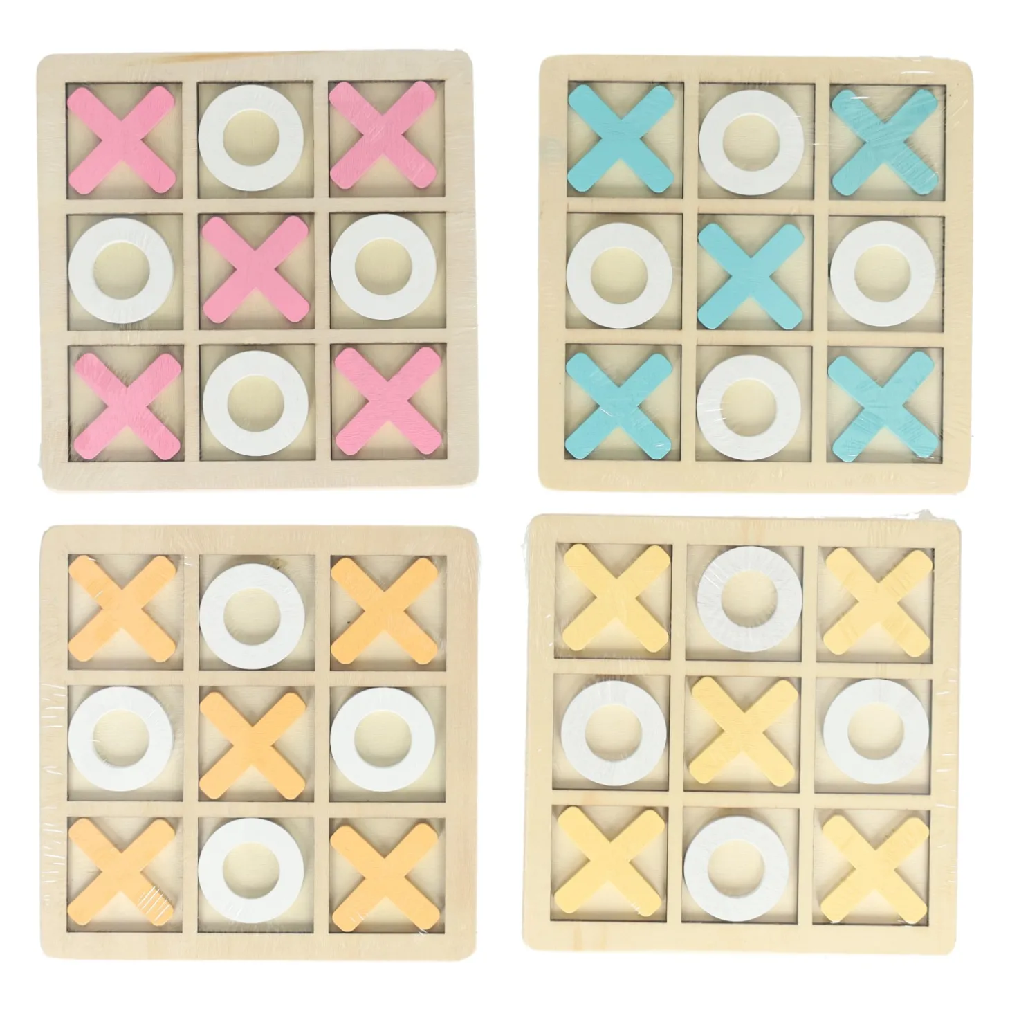 Houten Boter, Kaas en Eieren Spel - 14x14cm