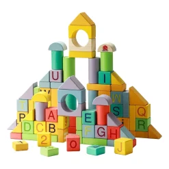 Houten Bouwblokken Kleur, 84st.