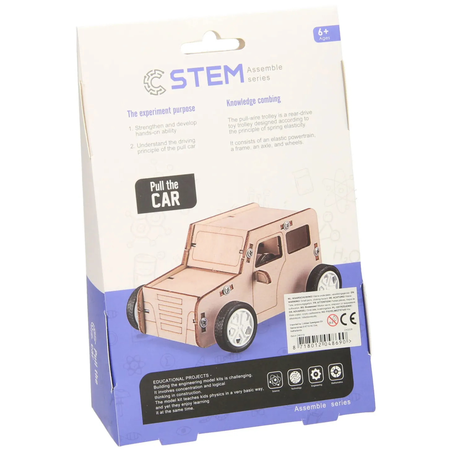 Houten Bouwpakket Pull String Auto