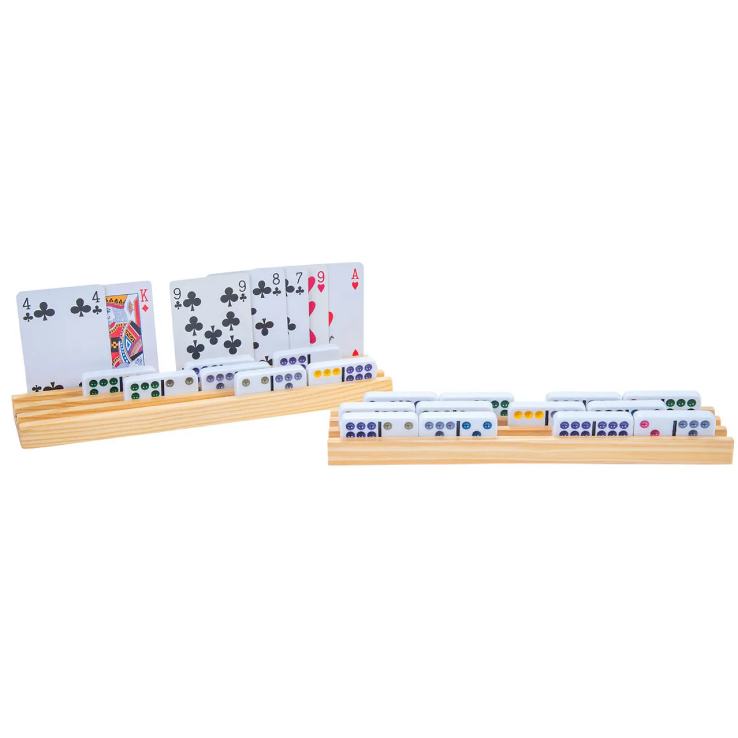 Houten Domino- en Kaarthouder, 4st.