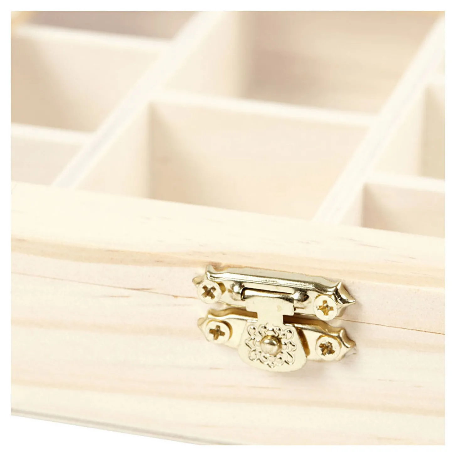 Houten Doos met Glazen Deksel en 10 vakken