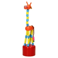Houten Drukpop Giraffe Gekleurd