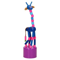 Houten Drukpop Giraffe Gekleurd