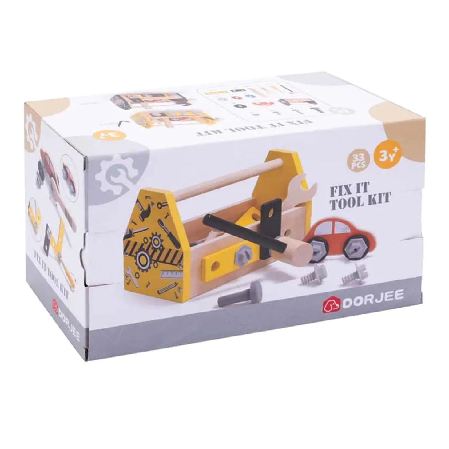 Houten Gereedschapskist Geel, 33dlg