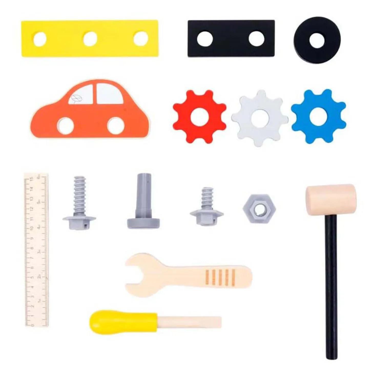 Houten Gereedschapskist Geel, 33dlg