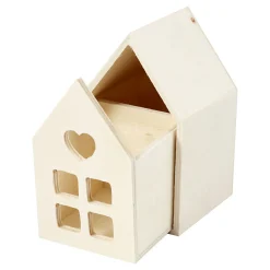 Houten Huis met Lade, 10,8cm