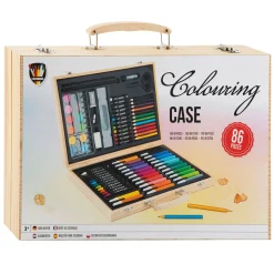 Houten Kleurkoffer FSC, 86dlg.