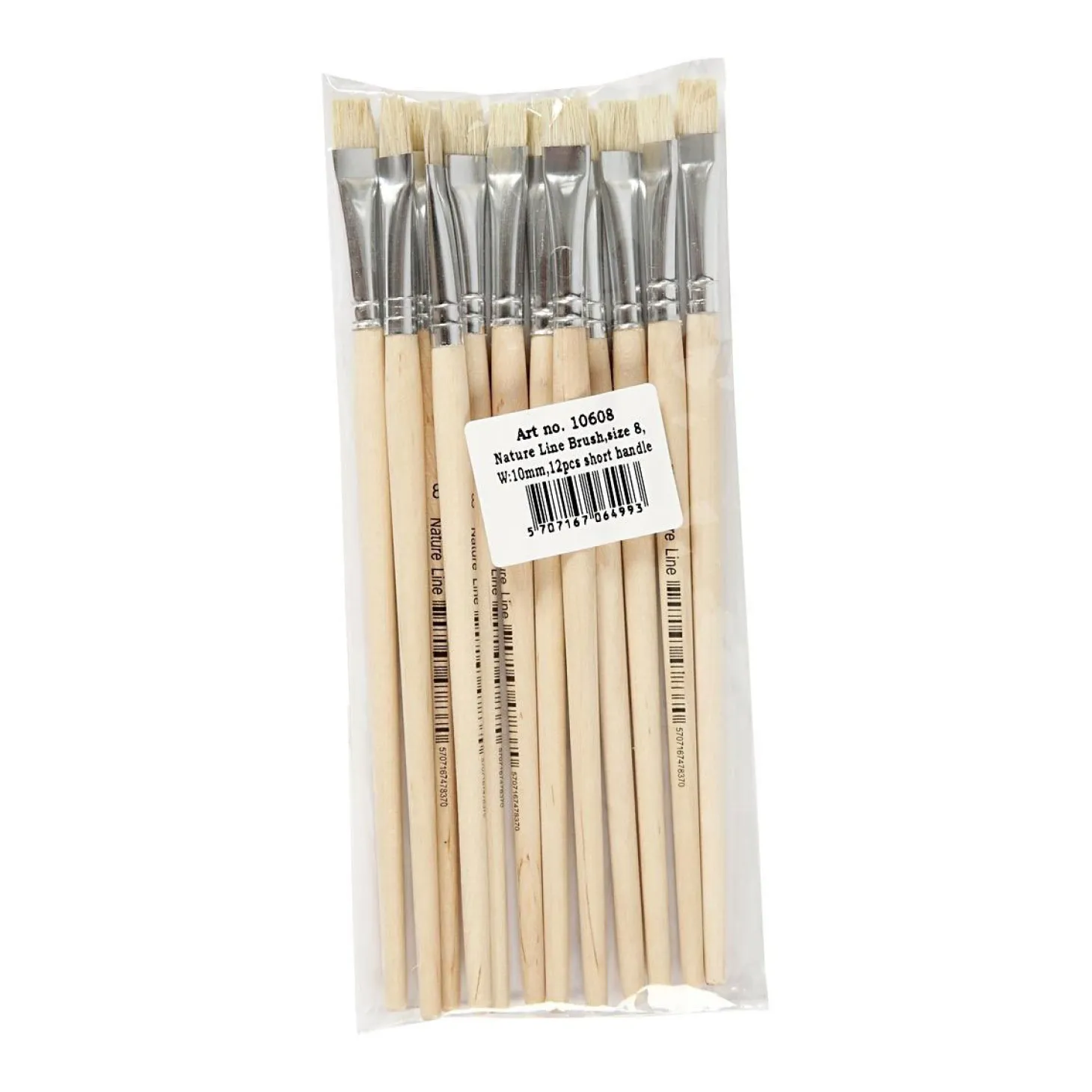 Houten Kwasten - Nr. 8, Korte Steel, 12st.