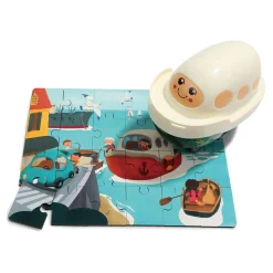 Houten Legpuzzel Haven met Stoomboot, 24st.