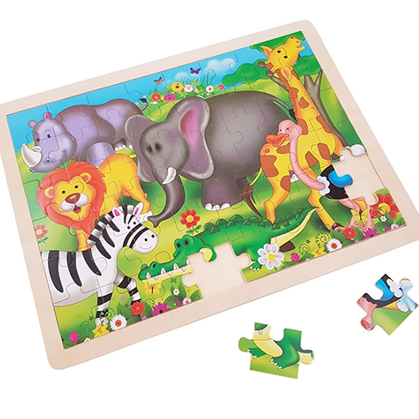 Houten Legpuzzel Wilde Dieren - 48st.