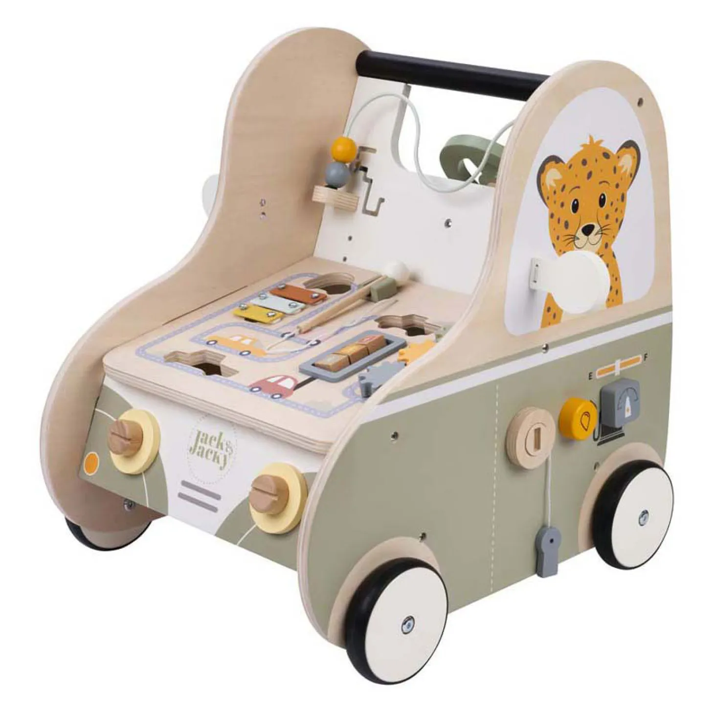 Houten Loopwagen Auto Jack & Jacky