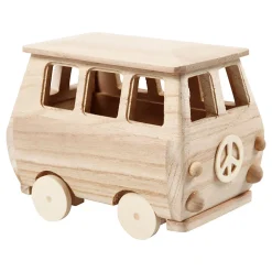 Houten Mini Bus, 17x10x13cm