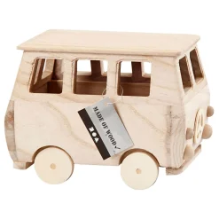 Houten Mini Bus, 17x10x13cm