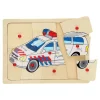 Houten Noppenpuzzel Politie, 9st.