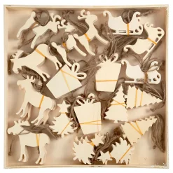 Houten Ornamenten Kerst Thema, 90st.