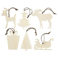Houten Ornamenten Kerst Thema, 90st.