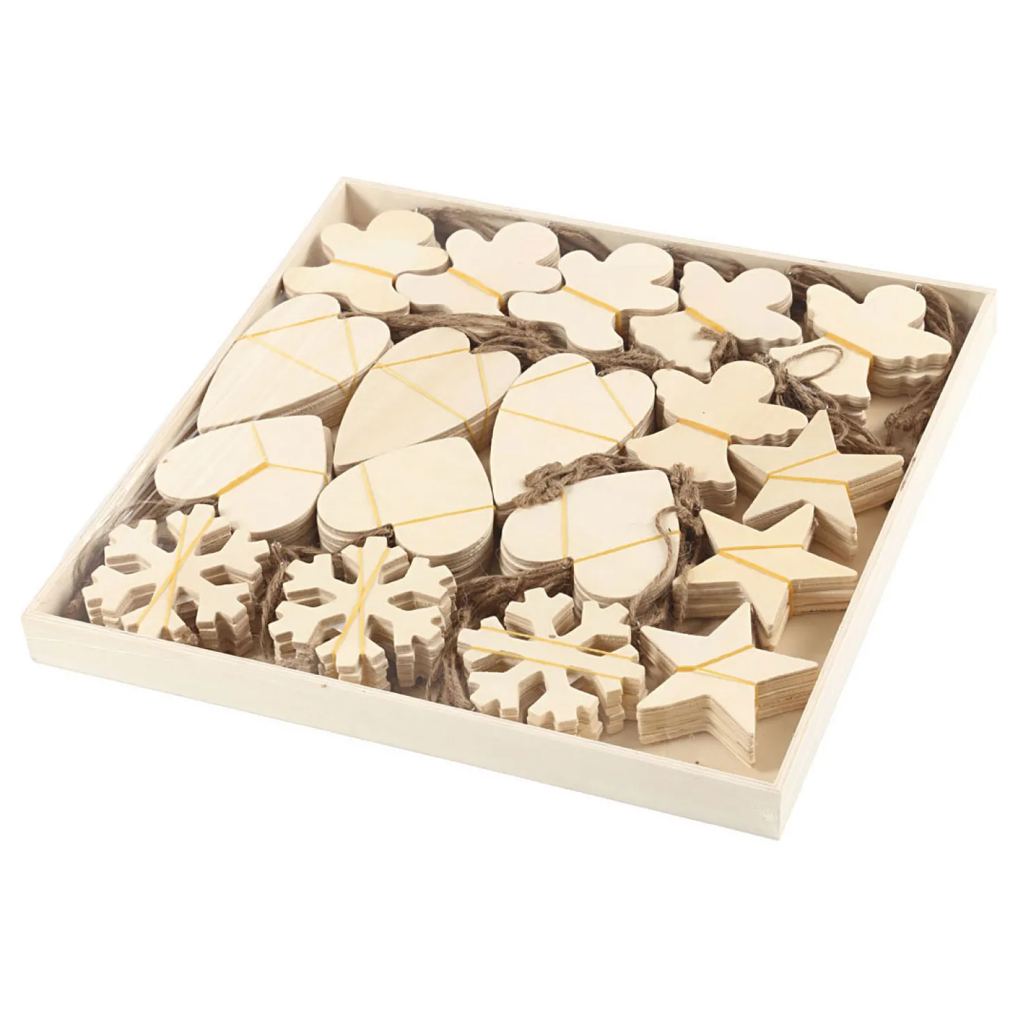 Houten Ornamenten Kerst Thema Divers, 90st.