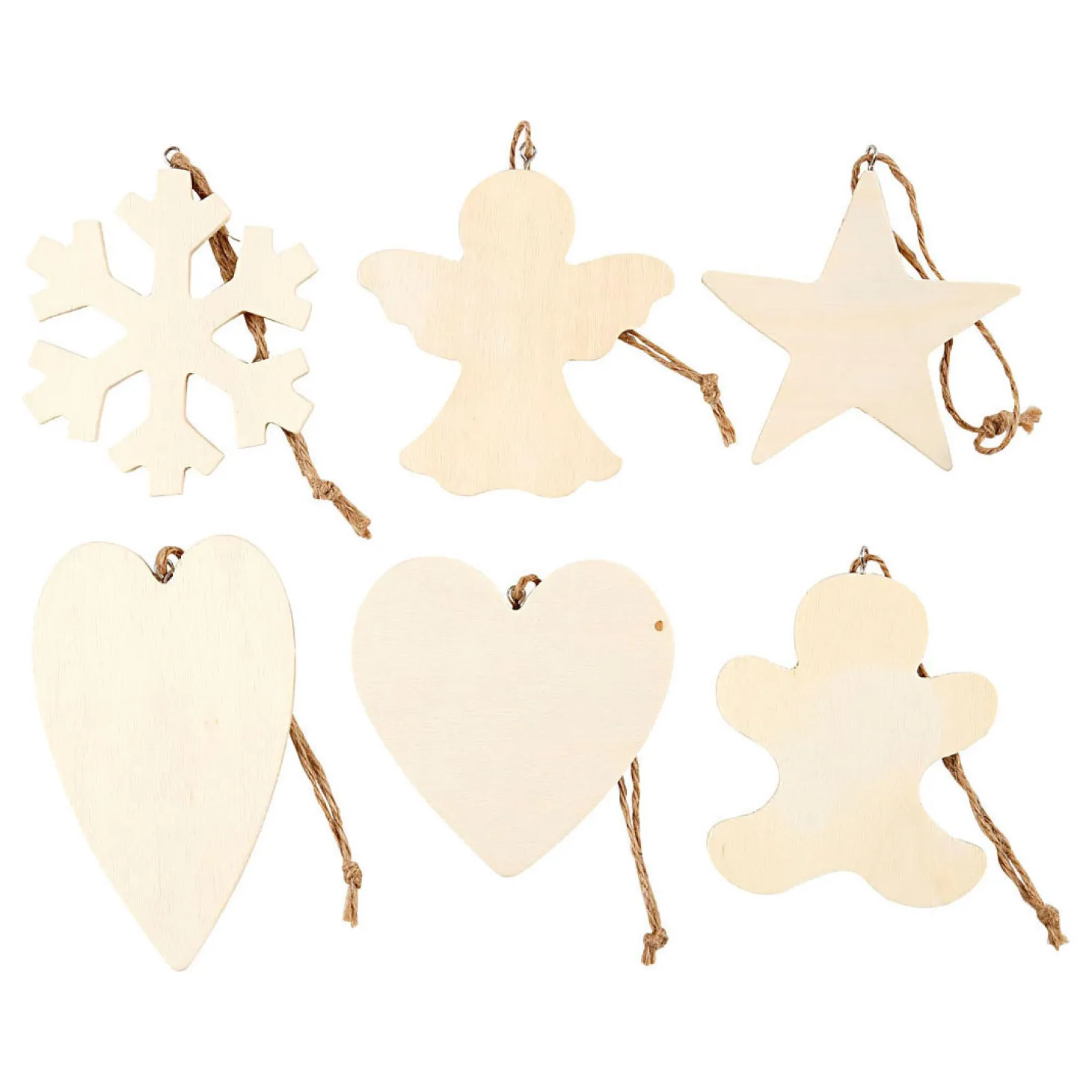 Houten Ornamenten Kerst Thema Divers, 90st.