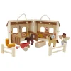 Houten Paardenstal Speelset Draagbaar, 13dlg.
