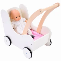 Houten Poppenloopwagen Roze/Wit