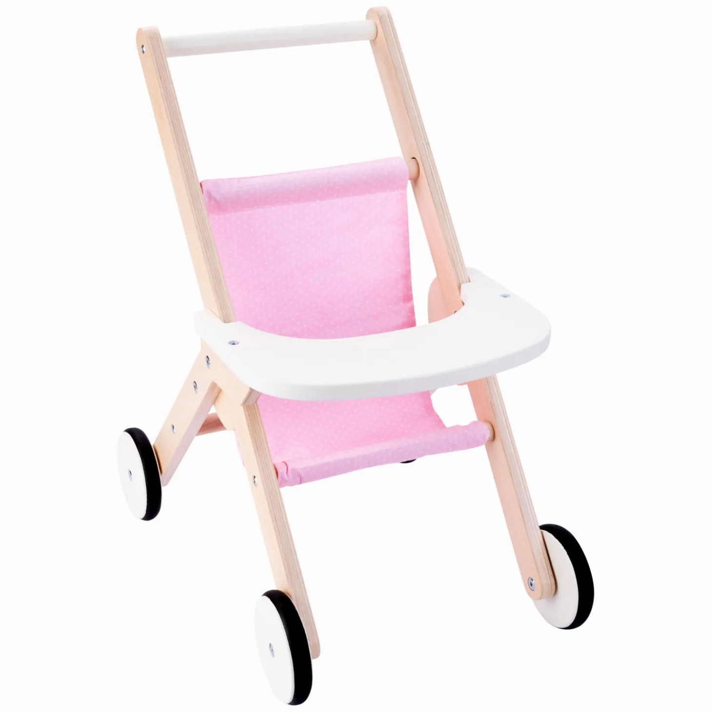 Houten Poppenwandelwagen Roze