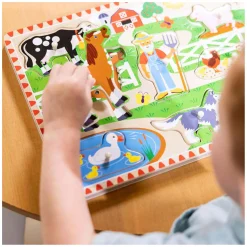 Houten Puzzel met Geluiden - Old MacDonald's Boerderij