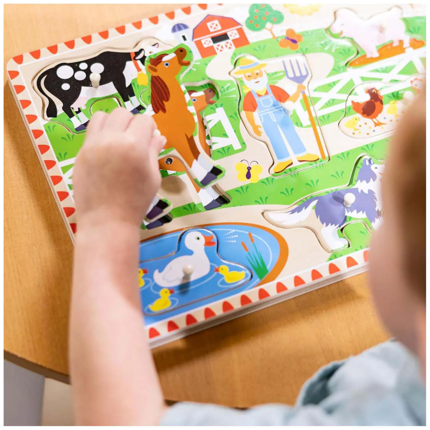 Houten Puzzel met Geluiden - Old MacDonald's Boerderij