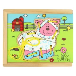 Houten Rijgpuzzel Boerderij, Set van 4