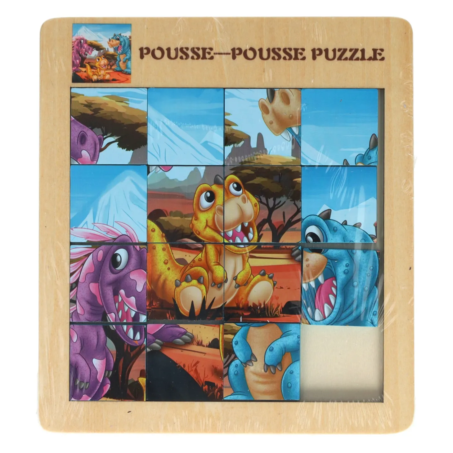 Houten Schuifpuzzel Dino, 15st.