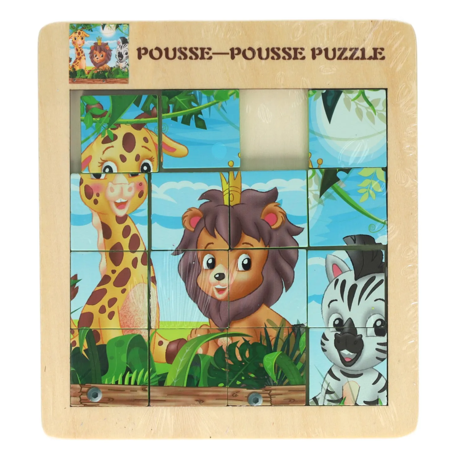 Houten Schuifpuzzel Wilde Dieren, 15st.