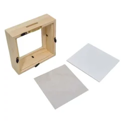 Houten Spaarpot Plexiglas met Witte Achterkant Klein