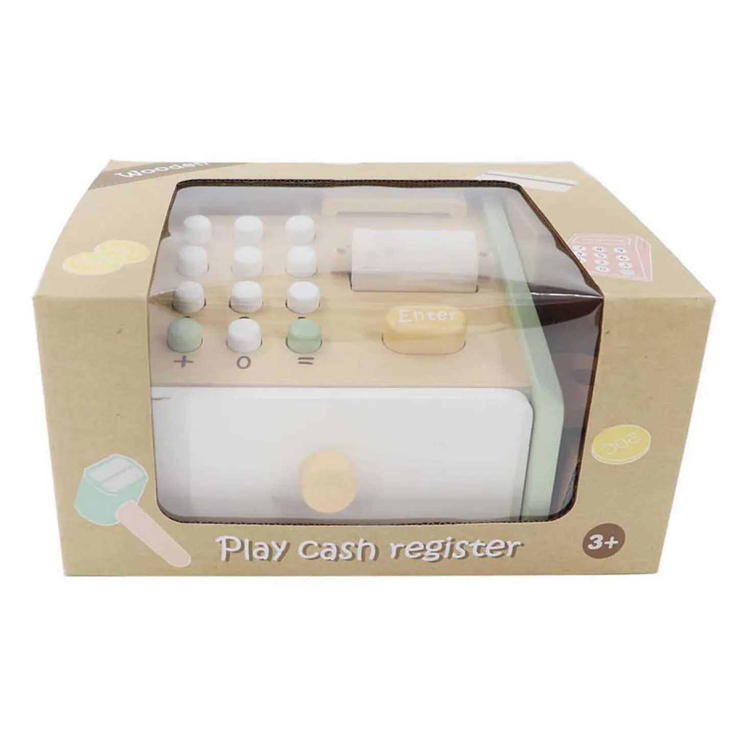 Houten Speelgoedkassa met Accessoires