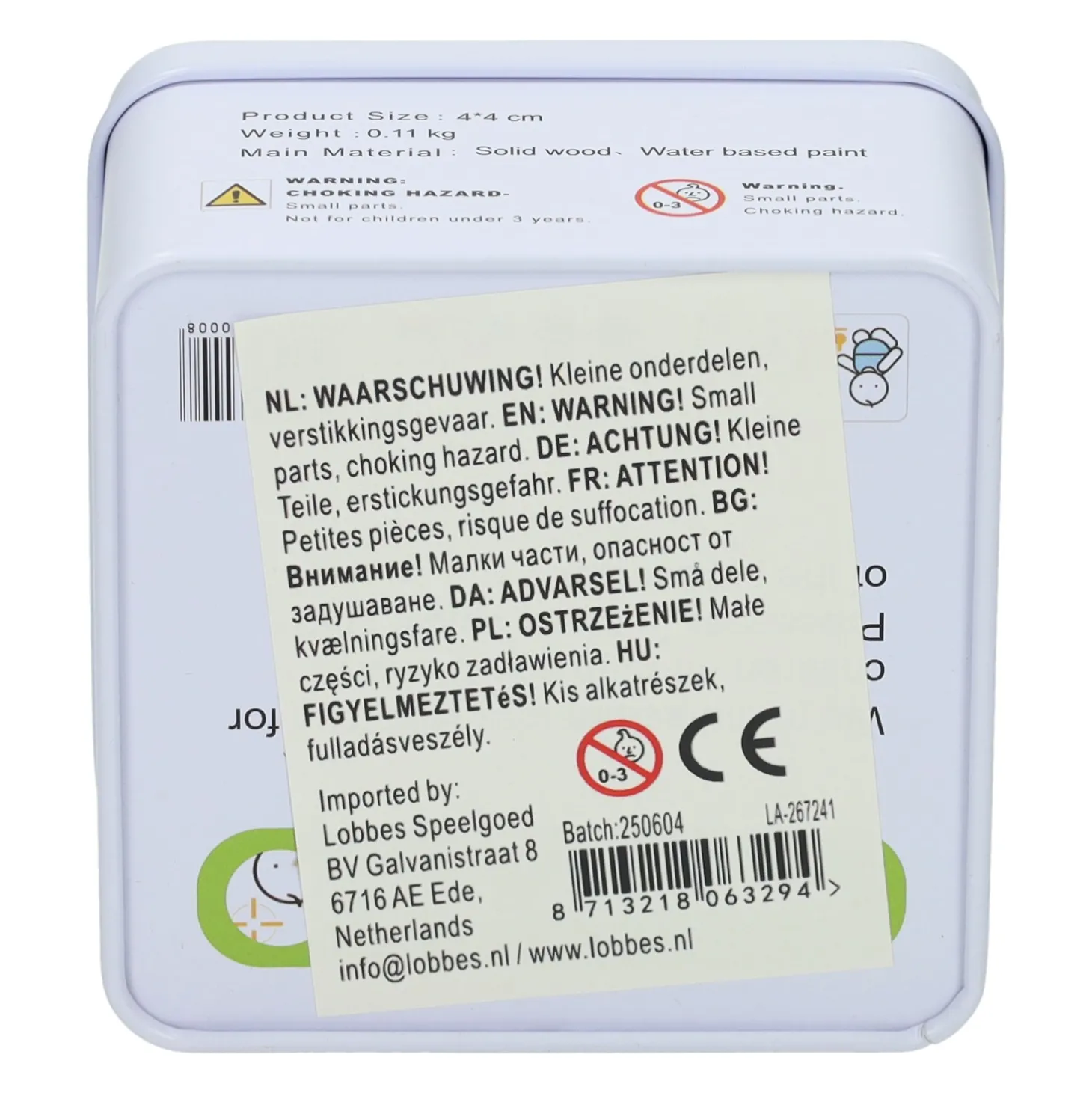 Houten Spelletje in Blikje - Tollen, 4st