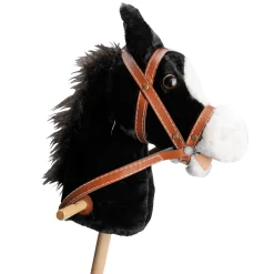 Houten Stokpaard met Geluid - Zwart