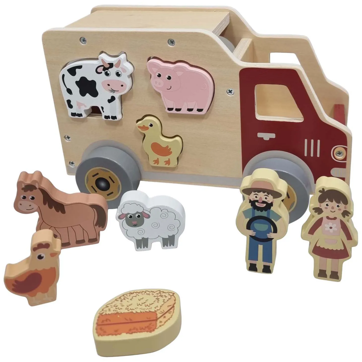 Houten Vormenauto Boerderijdieren