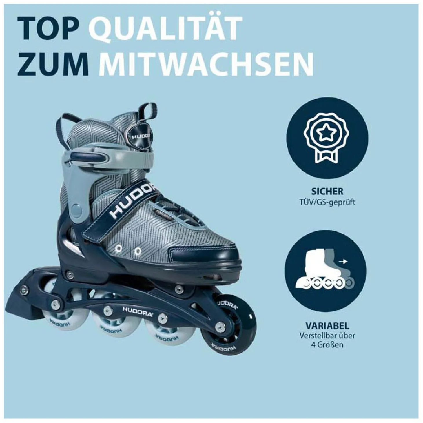 HUDORA Skeelers Leon 2.0 Ocean Blauw, Maat 33-36