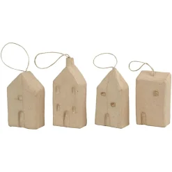 Huisjes van Papiermache, 4st.