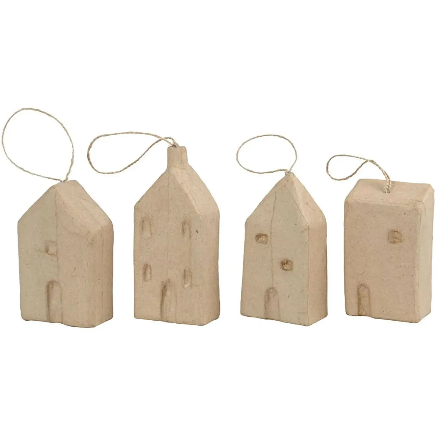 Huisjes van Papiermache, 4st.