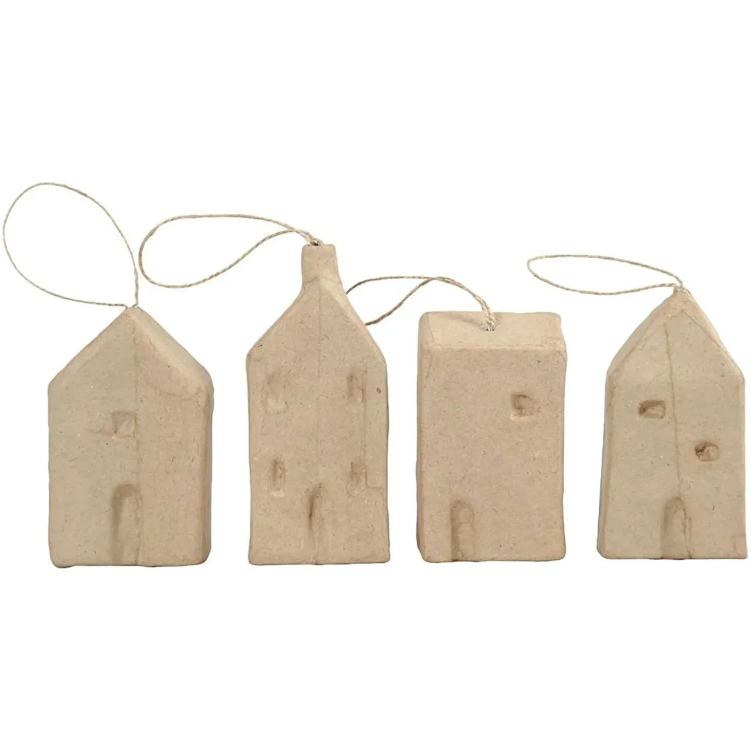 Huisjes van Papiermache, 4st.