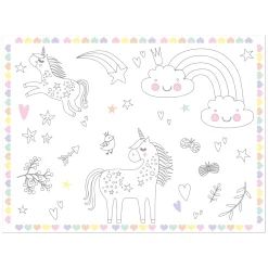 Inkleurbare Placemats Unicorns & Rainbows, 6st.