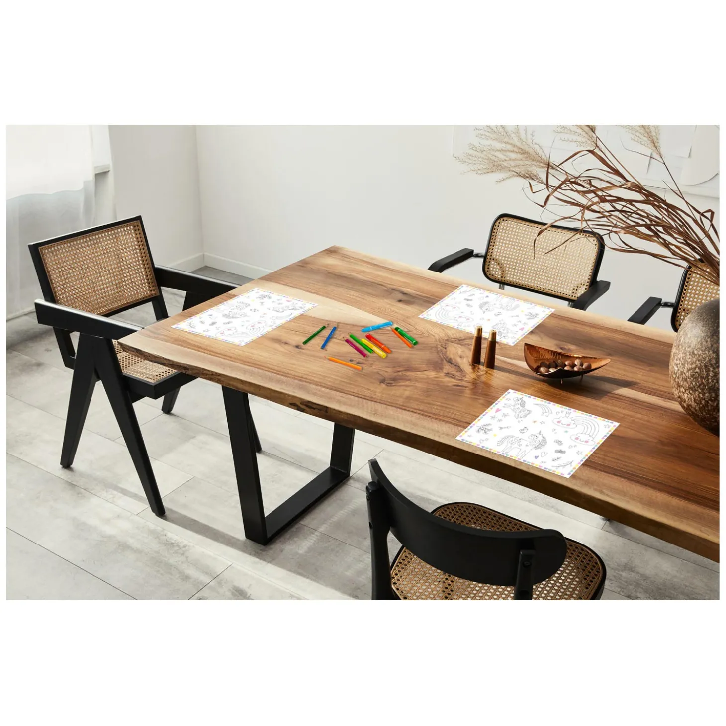 Inkleurbare Placemats Unicorns & Rainbows, 6st.