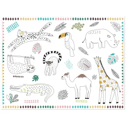 Inkleurbare Placemats Wilde Dieren 6st.