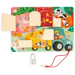 Janod - Activiteitenbord met Sloten en Grendels De Boerderij