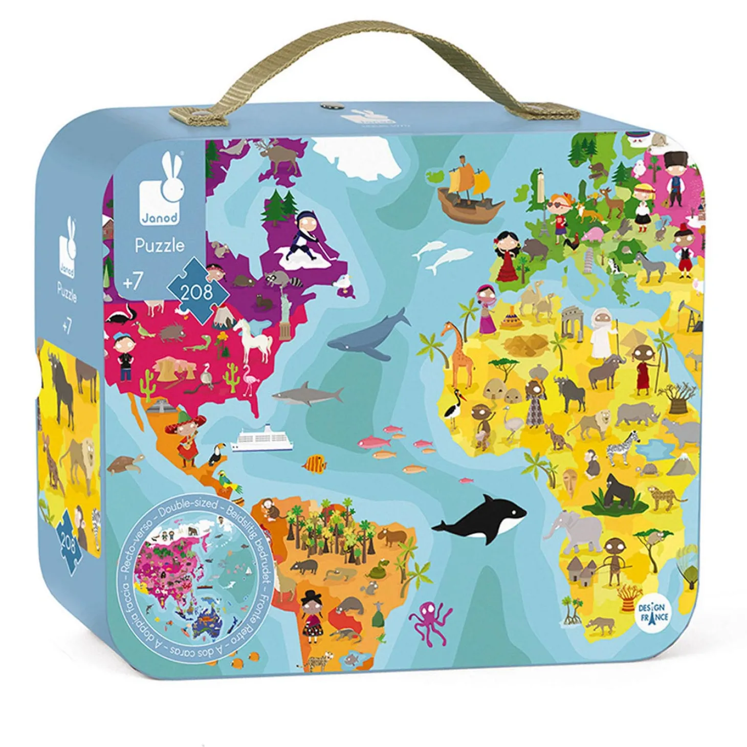 Janod - Wereldpuzzel Rond, 208st.