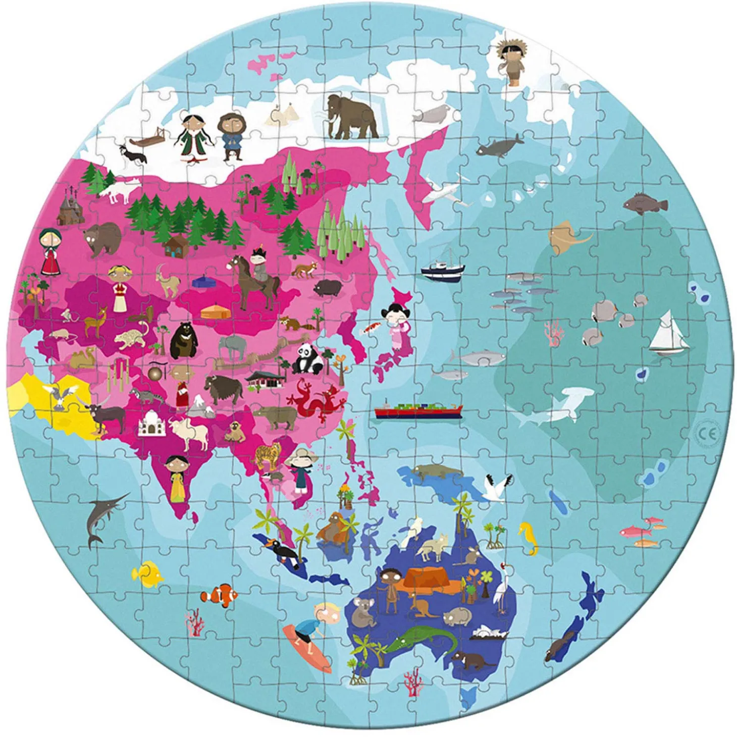 Janod - Wereldpuzzel Rond, 208st.