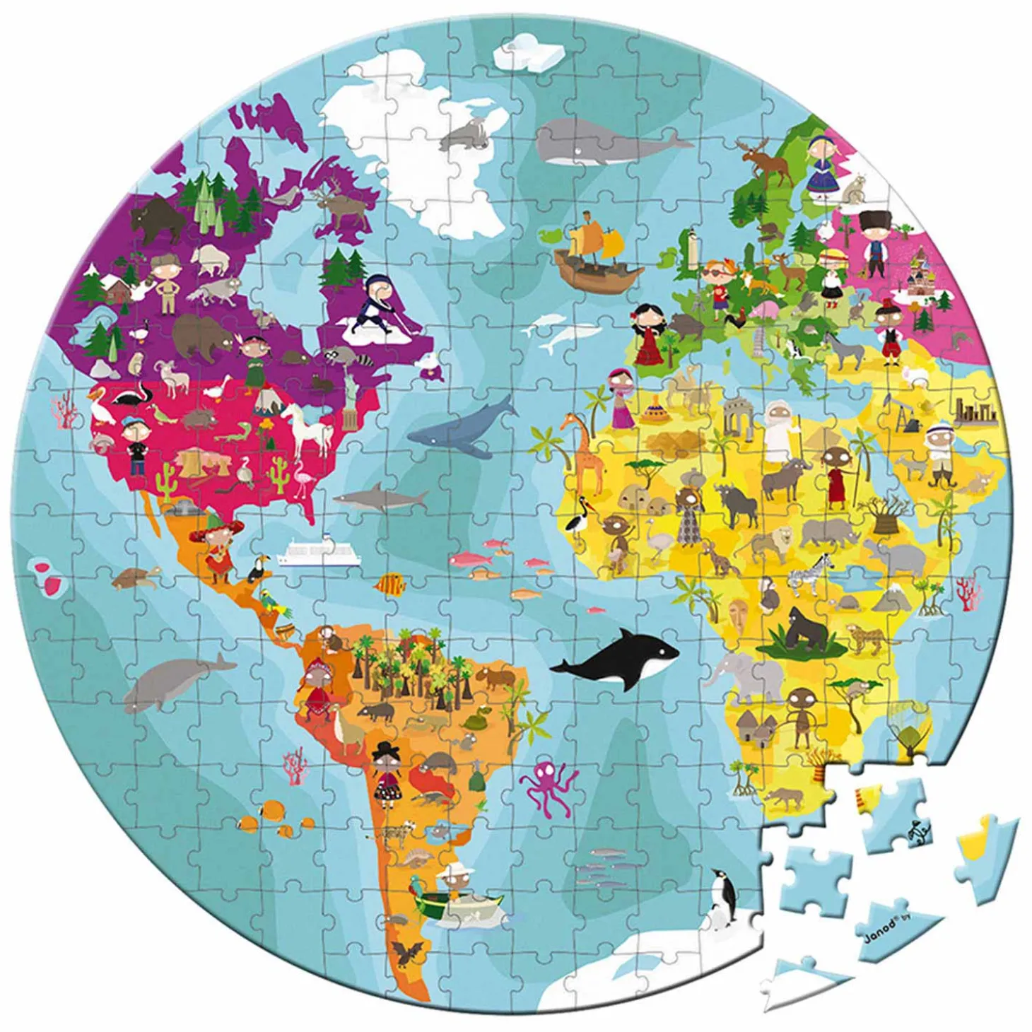 Janod - Wereldpuzzel Rond, 208st.