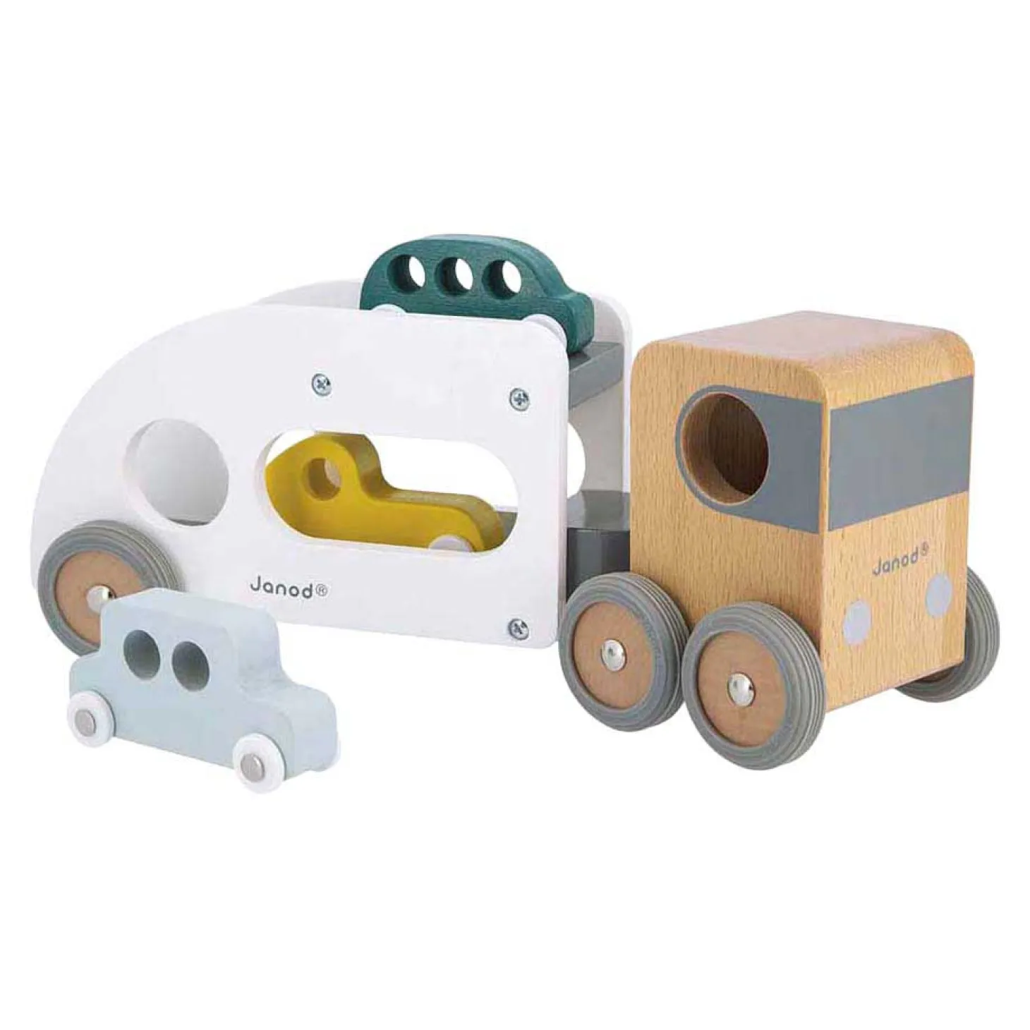 Janod Bolid Houten Autotransporter 4dlg.