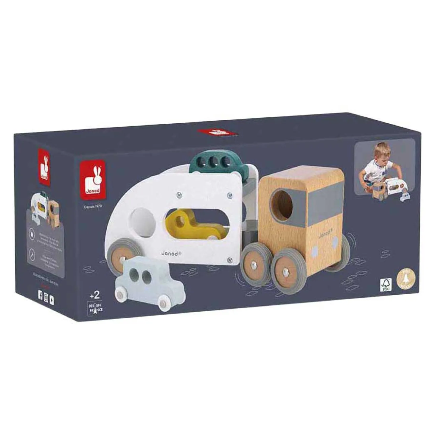 Janod Bolid Houten Autotransporter 4dlg.